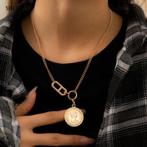 pendant necklaces shixin punk asymmetry portrait chain with necklace for women/men coin 2021 long choker fashion jewelry, Silver
pendant necklaces shixin punk asymmetry portrait chain with necklace for women/men coin 2021 long choker fashion jewelry, Silver