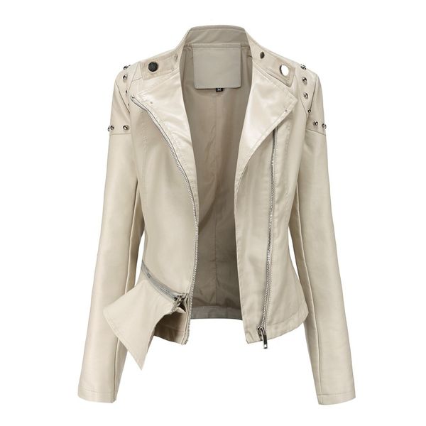 new women's white faux leather jacket office lady soft and rustic punk spring and autumn leisure locomotive, Black
new women's white faux leather jacket office lady soft and rustic punk spring and autumn leisure locomotive, Black
