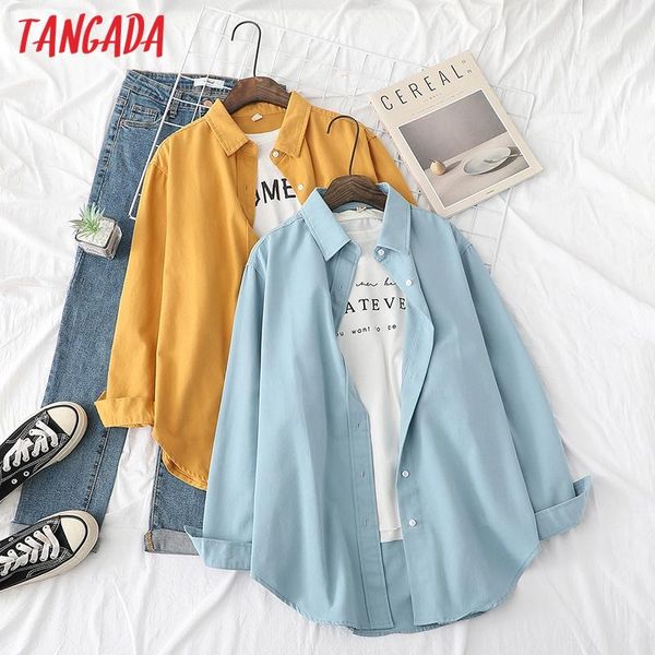 women's blouses & shirts tangada women oversized basic long sleeve solid boyfriend style loose bao25, White
women's blouses & shirts tangada women oversized basic long sleeve solid boyfriend style loose bao25, White