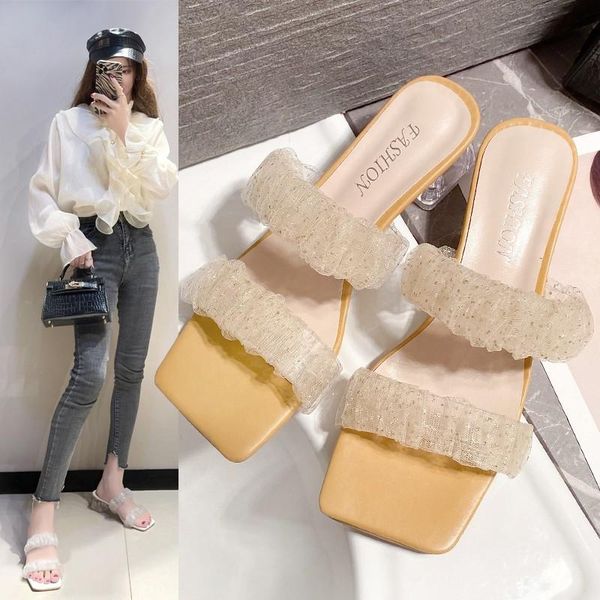 slippers transparent shoes glitter slides slipers women low fashion lace square heel jelly 2021 luxury block pu rome fabric basi, Black
slippers transparent shoes glitter slides slipers women low fashion lace square heel jelly 2021 luxury block pu rome fabric basi, Black