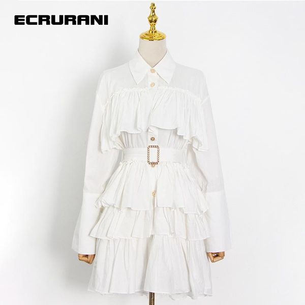 casual dresses ecrurani elegant ruffles white dress for women lapel long sleeve high waist sashes mini females 2021 summer clothing, Black;gray
casual dresses ecrurani elegant ruffles white dress for women lapel long sleeve high waist sashes mini females 2021 summer clothing, Black;gray
