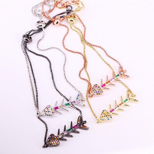 link, chain 6pcs, fashion adjusted bracelet colorful zirconia rainbow cz fishbone link bracelets jewelry for women, Black
link, chain 6pcs, fashion adjusted bracelet colorful zirconia rainbow cz fishbone link bracelets jewelry for women, Black