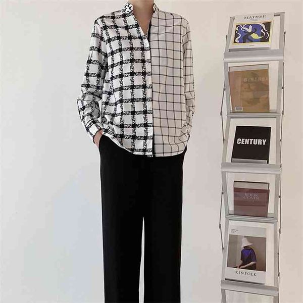 spring and autumn women's casual plaid stitching v-neck long-sleeved shirt 210430, White
spring and autumn women's casual plaid stitching v-neck long-sleeved shirt 210430, White