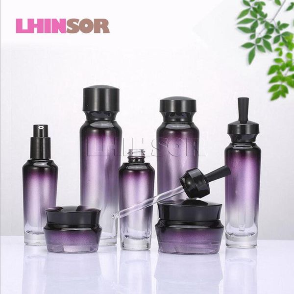 storage bottles & jars 5pcs/lot high-grade purple gradient glass lotion bottle dropper cream jar press pump cosmetic set packaging container
storage bottles & jars 5pcs/lot high-grade purple gradient glass lotion bottle dropper cream jar press pump cosmetic set packaging container