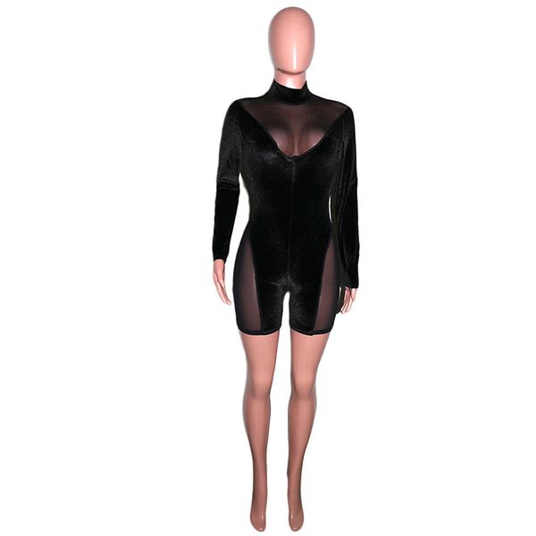 beyprern new chic mesh patchwork black velvet romper womens long sleeve bodycon see through short jumpsuit party club outfits, Black;white
beyprern new chic mesh patchwork black velvet romper womens long sleeve bodycon see through short jumpsuit party club outfits, Black;white