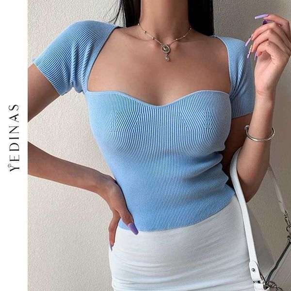 yedinas summer t shirt women short sleeve cropped knitted elastic tee square collar party club female 210527, White
yedinas summer t shirt women short sleeve cropped knitted elastic tee square collar party club female 210527, White