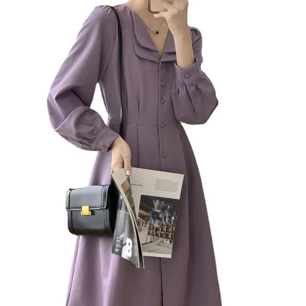 casual dresses 2021 spring and autumn purple dress french retro long-sleeved waist mid-length chic pleated women's clothing vestidos, Black;gray
casual dresses 2021 spring and autumn purple dress french retro long-sleeved waist mid-length chic pleated women's clothing vestidos, Black;gray