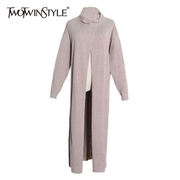 spring casual knitted pullovers for women turtleneck long sleeve front split sweater female fashion new clothes 210428, White;black 
spring casual knitted pullovers for women turtleneck long sleeve front split sweater female fashion new clothes 210428, White;black
