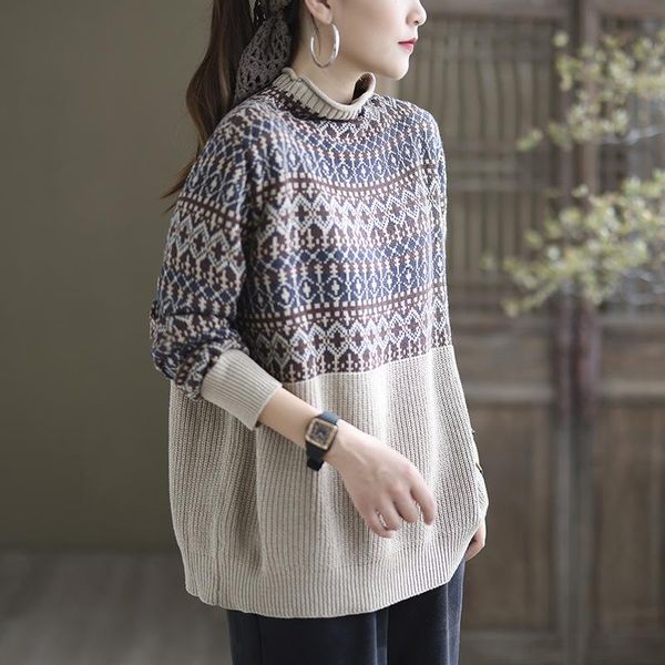 women's sweaters autumn winter sweater women retro loose knitting casual 2021 ladies half high collar print, White;black
women's sweaters autumn winter sweater women retro loose knitting casual 2021 ladies half high collar print, White;black