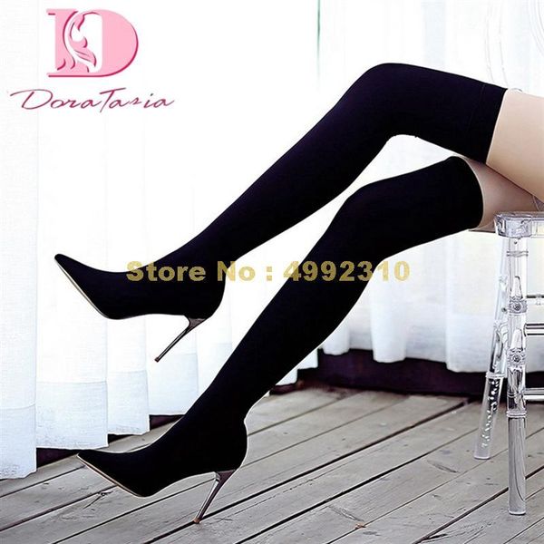 boots ladies thin high heels over the knee slip on thigh women stretch slim shoes, Black
boots ladies thin high heels over the knee slip on thigh women stretch slim shoes, Black
