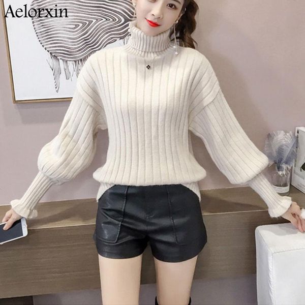 women's sweaters sweater woman winter 2021 high collar loose lantern sleeve women knitted casual pullover clothes, White;black
women's sweaters sweater woman winter 2021 high collar loose lantern sleeve women knitted casual pullover clothes, White;black