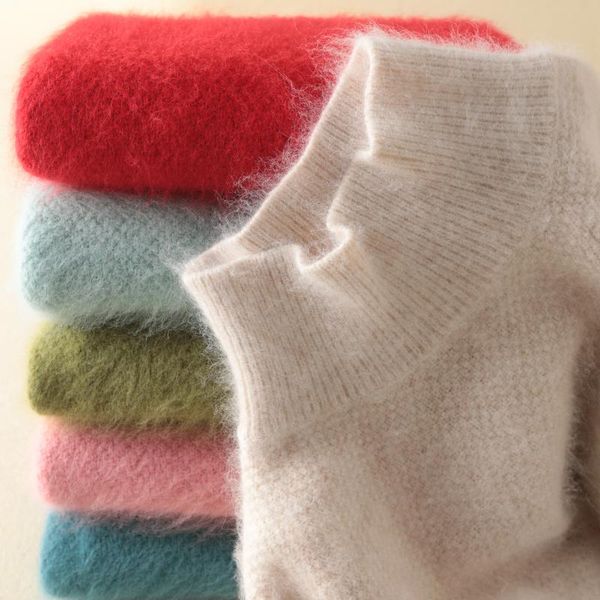 women's sweaters fashion 100% mink cashmere knitted sweater women autumn winter turtleneck pullovers long sleeve thickening loose larg, White;black
women's sweaters fashion 100% mink cashmere knitted sweater women autumn winter turtleneck pullovers long sleeve thickening loose larg, White;black