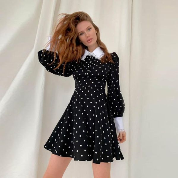 casual dresses moarcho puff sleeve polka dot a-line dress lace patchwork female high waist mini elegant 2021 sweet fashion party, Black;gray
casual dresses moarcho puff sleeve polka dot a-line dress lace patchwork female high waist mini elegant 2021 sweet fashion party, Black;gray