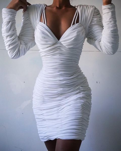 casual dresses tight dress women's clothing fashion long sleeve pleated hip wrap ladies wear solid color, Black;gray
casual dresses tight dress women's clothing fashion long sleeve pleated hip wrap ladies wear solid color, Black;gray