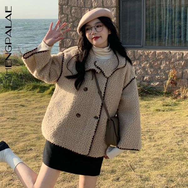 women's jackets shengpalae chic loose double breasted plush coat for women ruffled collar long sleeve eleght woolen jacket autumn winte, Black;brown
women's jackets shengpalae chic loose double breasted plush coat for women ruffled collar long sleeve eleght woolen jacket autumn winte, Black;brown