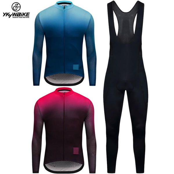 racing sets ykywbike pro team long sleeve cycling jersey set bib pants bicycle clothing mtb bike uniform men clothes, Black;blue 
racing sets ykywbike pro team long sleeve cycling jersey set bib pants bicycle clothing mtb bike uniform men clothes, Black;blue