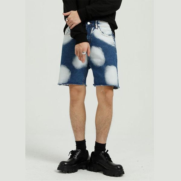 men summer tie dye graffiti vintage loose casual korea style straight denim short jeans streetwear fashion shorts for male men's, Blue
men summer tie dye graffiti vintage loose casual korea style straight denim short jeans streetwear fashion shorts for male men's, Blue