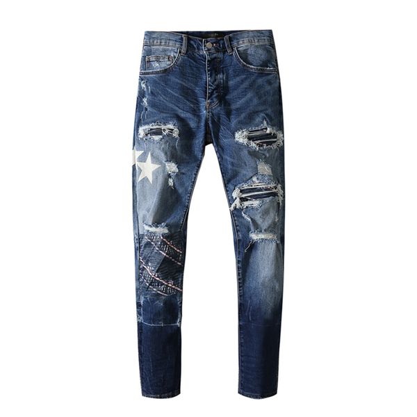 fashion printing mens ripped jeans straight slim-cut elastic trousers summer youth high street distressed pants motorcycle biker jeans, Blue
fashion printing mens ripped jeans straight slim-cut elastic trousers summer youth high street distressed pants motorcycle biker jeans, Blue