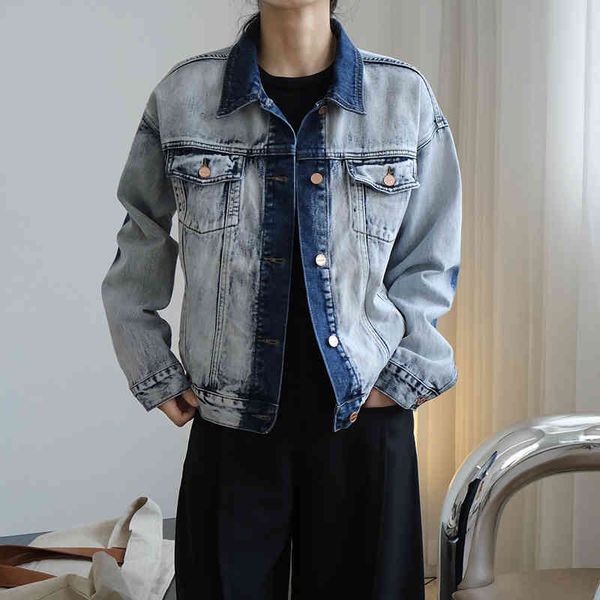 women's jackets shnegpalae streetwear chic contrast denim female jacket autumn lapel releases single breatsed sleeve long 9ajr, Black;brown
women's jackets shnegpalae streetwear chic contrast denim female jacket autumn lapel releases single breatsed sleeve long 9ajr, Black;brown
