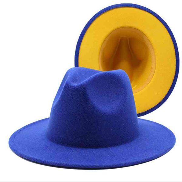berets simple outer blue inner yellow wool felt jazz fedora hats with thin belt buckle men women wide brim panama trilby cap 56-60, Blue;gray
berets simple outer blue inner yellow wool felt jazz fedora hats with thin belt buckle men women wide brim panama trilby cap 56-60, Blue;gray