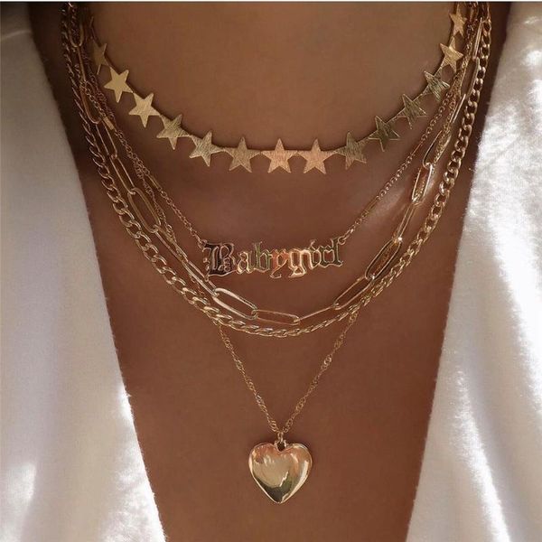 pendant necklaces 2021 bohemian multi layer star choker necklace set for women punk sweet love heart statement couple jewelry gift, Silver
pendant necklaces 2021 bohemian multi layer star choker necklace set for women punk sweet love heart statement couple jewelry gift, Silver