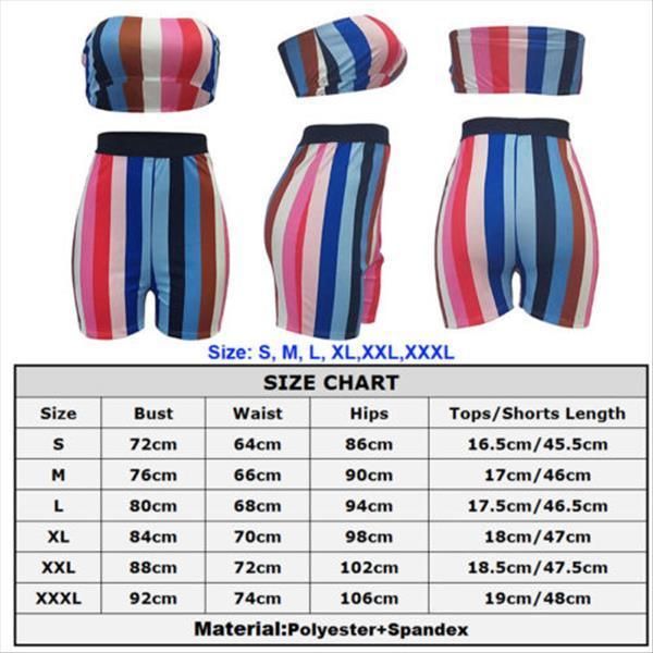 bandeau striped set women tracksuits outfits bodycon sleeveless tube and shorts, Gray
