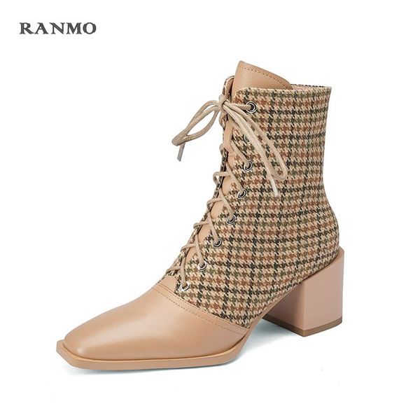 boots winter genuine leather women shoes thick heels ankle square toe lace-up 2021 autumn fashion female, Black
boots winter genuine leather women shoes thick heels ankle square toe lace-up 2021 autumn fashion female, Black