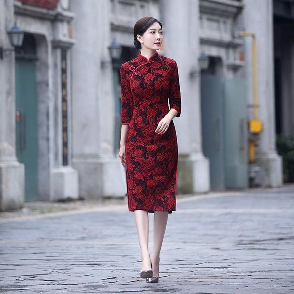 ethnic clothing elegant retro women chinese traditional dress qipao printing cheongsam long qi pao dresses, Red
ethnic clothing elegant retro women chinese traditional dress qipao printing cheongsam long qi pao dresses, Red