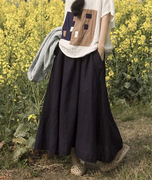 skirts original design mori linen skirt loose large elastic waist solid color versatile navy swing, Black
skirts original design mori linen skirt loose large elastic waist solid color versatile navy swing, Black