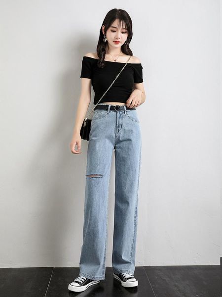 women's jeans women fall 2021 tall waist hole loose object straight feeling wide-legged pants mop the floor h1701, Blue
women's jeans women fall 2021 tall waist hole loose object straight feeling wide-legged pants mop the floor h1701, Blue