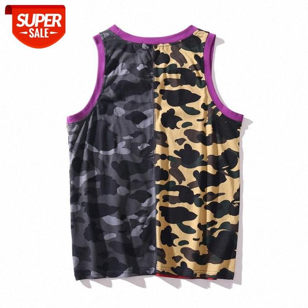 summer camouflage color matching japanese tide brand men and women couples short-sleeved trend street personality vest #wt2w, White;black
summer camouflage color matching japanese tide brand men and women couples short-sleeved trend street personality vest #wt2w, White;black