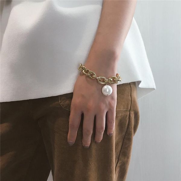 link, chain fashion imitation pearl pendant gold bracelets bangles for women punk heavy thick metal bracelet steampunk retro jewelry, Black
link, chain fashion imitation pearl pendant gold bracelets bangles for women punk heavy thick metal bracelet steampunk retro jewelry, Black