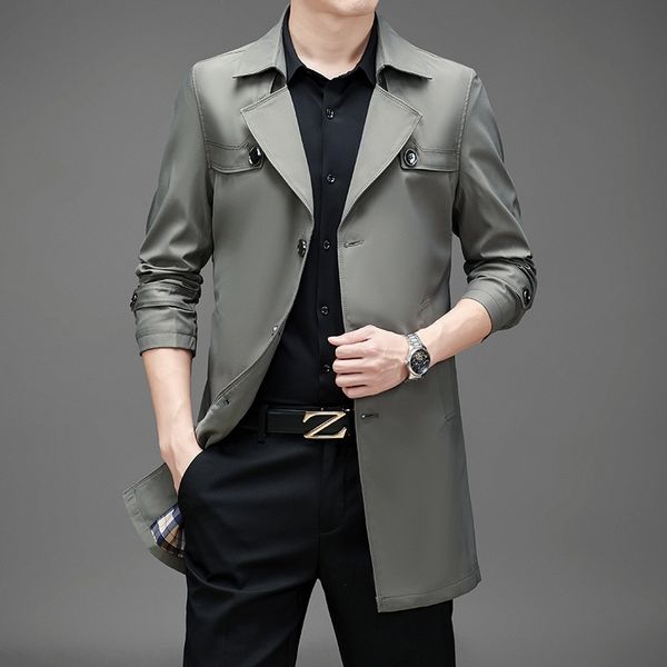 autumn new windbreaker business fashion quality medium long high-end men's coat 6 colors available, Black
autumn new windbreaker business fashion quality medium long high-end men's coat 6 colors available, Black