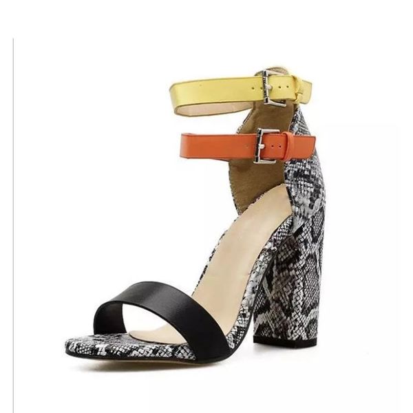 woman sandals snake pattern high heels shoes women's pump ankle buckle strap female ladies super square heel, Black
woman sandals snake pattern high heels shoes women's pump ankle buckle strap female ladies super square heel, Black