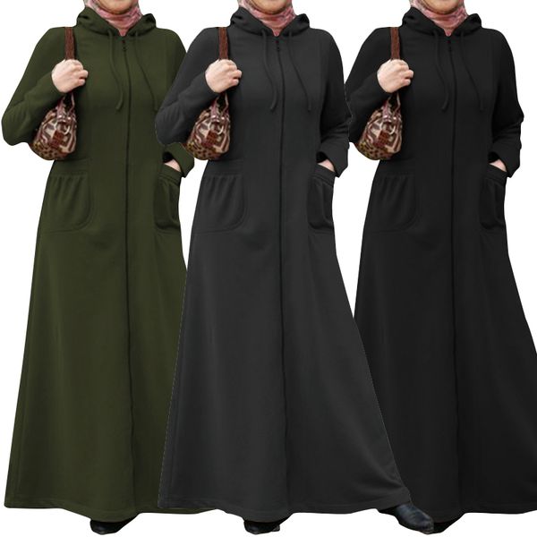 dresses women's autumn pullovers stylish muslim sweatshirt maxi vestidos female casual zipper robe plus size hoodies dress, Black;gray
dresses women's autumn pullovers stylish muslim sweatshirt maxi vestidos female casual zipper robe plus size hoodies dress, Black;gray