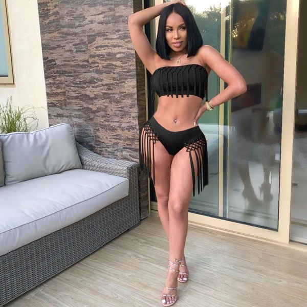 solid color fashion tassel women's two piece swimsuit beach style leisure cool summer design strong temperament swimwear, White;black
solid color fashion tassel women's two piece swimsuit beach style leisure cool summer design strong temperament swimwear, White;black