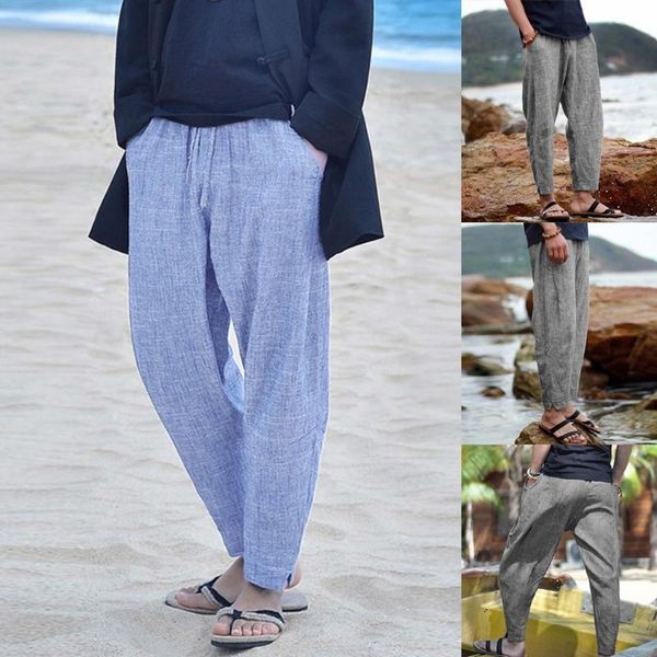 men's trousers summer simple fashion cotton linen 7.2 pants, Black
men's trousers summer simple fashion cotton linen 7.2 pants, Black