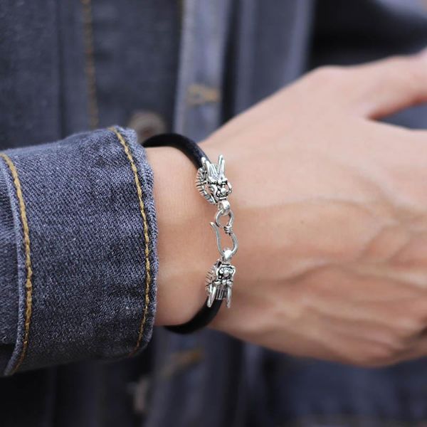 charm bracelets vintage silver color dragon men bracelet bangle 100% real cowhide leather braslet male accessories gift for boyfriend husban, Golden;silver
charm bracelets vintage silver color dragon men bracelet bangle 100% real cowhide leather braslet male accessories gift for boyfriend husban, Golden;silver