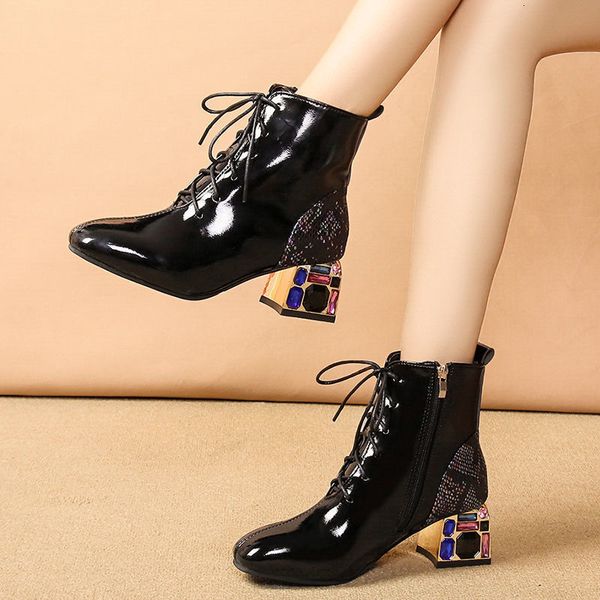 shoes patent leather short woman ankle boots rhinestone heel women's shoes side zip footware british style black p5eg
shoes patent leather short woman ankle boots rhinestone heel women's shoes side zip footware british style black p5eg