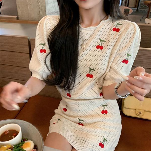 french gentle wind embroidery little womens tracksuits cherry v neck knitting cardigan jacket dress hollow out suit with short sleeves, Gray
french gentle wind embroidery little womens tracksuits cherry v neck knitting cardigan jacket dress hollow out suit with short sleeves, Gray