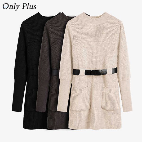 only plus straight women solid warm dress knitted beige bishop sleeve cable knit belted ladies work dress women winter chic 210603, Black;gray
only plus straight women solid warm dress knitted beige bishop sleeve cable knit belted ladies work dress women winter chic 210603, Black;gray