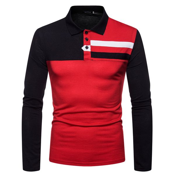 fashion polo shirt spring and autumn men's contrast stitching slim long sleeve t-shirt, White;black
fashion polo shirt spring and autumn men's contrast stitching slim long sleeve t-shirt, White;black