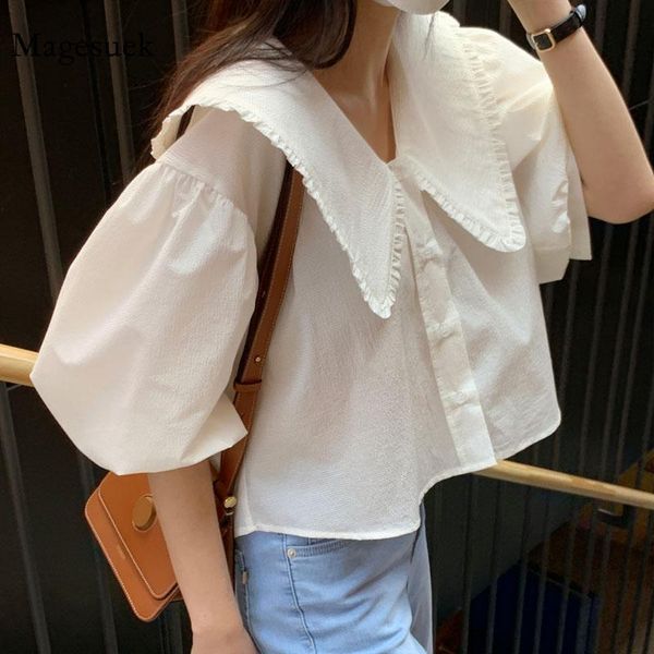 women's blouses & shirts korean sweet doll collar short blouse 2021 summer loose puff sleeve women fashion casual all-match clothes 14, White
women's blouses & shirts korean sweet doll collar short blouse 2021 summer loose puff sleeve women fashion casual all-match clothes 14, White