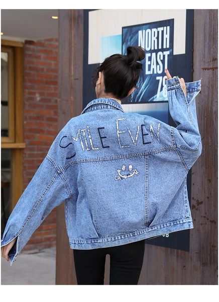 women's jackets fashionable spring wild embroidery short loose korean denim jacket, Black;brown
women's jackets fashionable spring wild embroidery short loose korean denim jacket, Black;brown