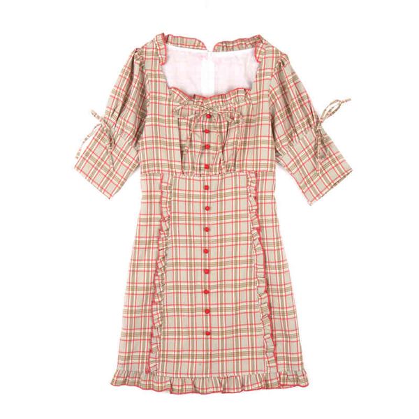 slash neck short sleeve mini dress elegant summer women female a-line plaid button lace-up ruffle d2008 210514, Black;gray
slash neck short sleeve mini dress elegant summer women female a-line plaid button lace-up ruffle d2008 210514, Black;gray
