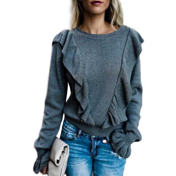 women's blouses & shirts fashion office women solid color ruffled long sleeve o neck pullover loose blouse top, White
women's blouses & shirts fashion office women solid color ruffled long sleeve o neck pullover loose blouse top, White