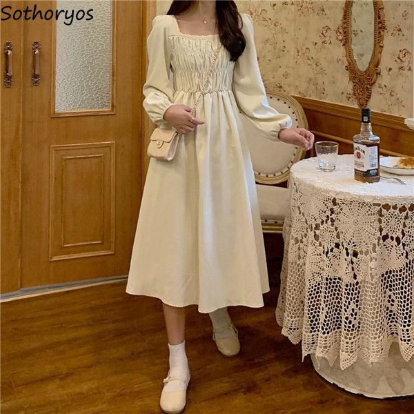 casual dresses women long sleeve solid square collar pleated calf length girls sweet lovely vestido spring autumn elegant korean style, Black;gray
casual dresses women long sleeve solid square collar pleated calf length girls sweet lovely vestido spring autumn elegant korean style, Black;gray