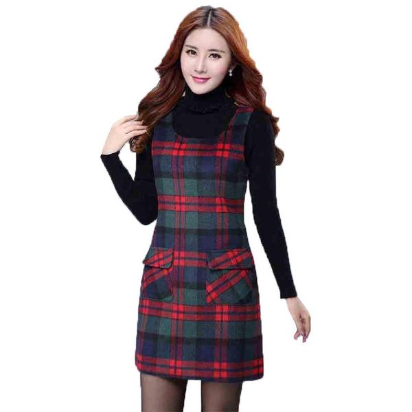 women lattice dress fashion blended woolen elegant ladies dresses autumn winter round neck sleeveless plaid vest casual, Black;gray
women lattice dress fashion blended woolen elegant ladies dresses autumn winter round neck sleeveless plaid vest casual, Black;gray