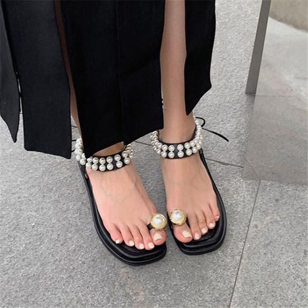 sandals pxelena celebrity ins string beads pearls genuine leather women toe ring low heels beach shoes 2021 summer lady seaside, Black
sandals pxelena celebrity ins string beads pearls genuine leather women toe ring low heels beach shoes 2021 summer lady seaside, Black