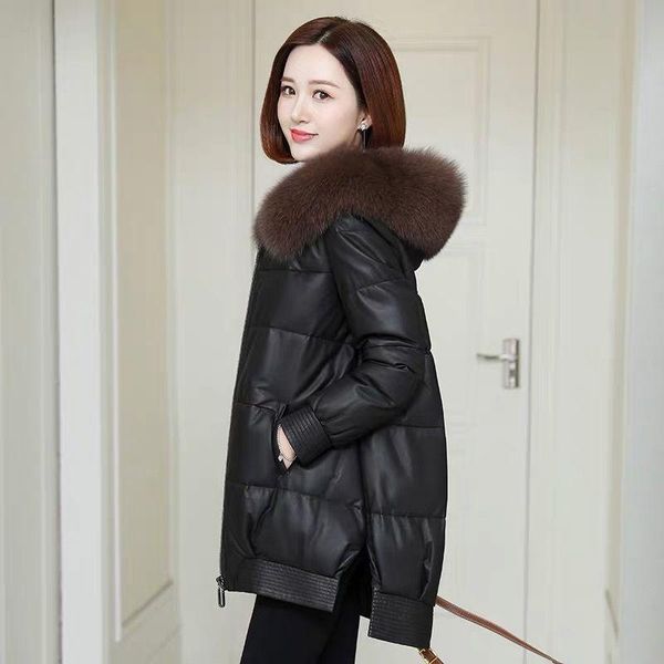 women's leather & faux winter jacket temperament casual thick fur collar parka coat women loose warm black windbreaker
women's leather & faux winter jacket temperament casual thick fur collar parka coat women loose warm black windbreaker